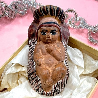 VINTAGE: Old Authentic PERUVIAN Handmade Clay Pottery Baby Jesus - Nativity - Replacement - Folk Art - Peru 