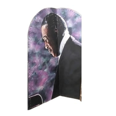 10' Foot Tall Oil on Canvas Portrait of Count Basie Light Up Folding Screen 