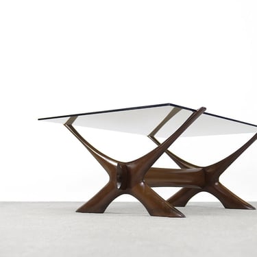 Mid-Century Modern Scandinavian Walnut Condor Coffee Table by Fredrik Schriever-Abeln for Örebro Glass, 1960s 