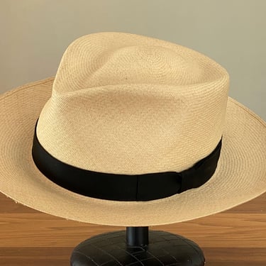 Brent Black Montecristi Fino Genuine Panama Hat 7 3/8 