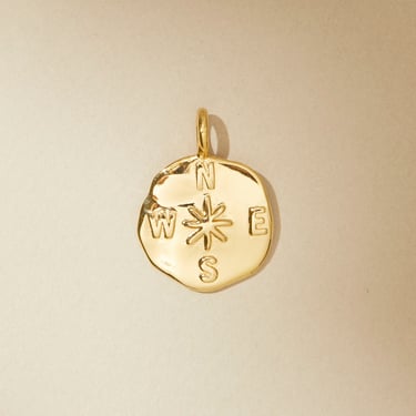 Gold Compass Necklace, Graduation Gift, Compass Charm Necklace, Travel Charm, Travelers Necklace, Journey Necklace, Compass Coin Pendant 