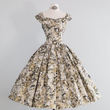 Spectacular 1950's John Mouber Moon Lit Floral Cocktail Dress / Small