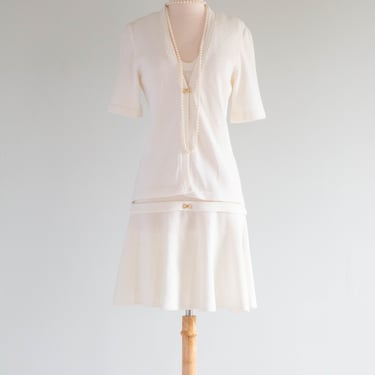 Timeless Chic 1970's Knit Tennis Dress & Cardigan / Medium