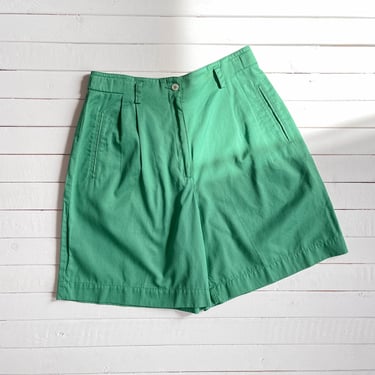 high waisted shorts | 80s 90s vintage Liz Claiborne grass kelly green cotton pleated trouser shorts 