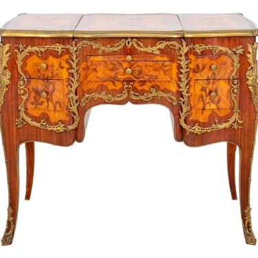 Louis XV Revival Parquetry Vanity or Coiffeuse