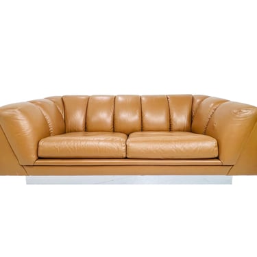 #1417 1970s Leather Sofa by Metropolitan Furniture Co.