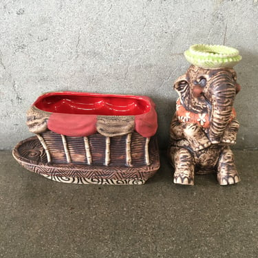 Tiki Tony Tiki Land Trading Elephant Mug &amp; Boat Set