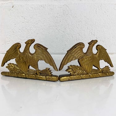 Vintage Brass Eagle Bookends Virginia Metalcrafters Waynesboro VA Eagle Bookend Americana Decor Mid-Century 1950s 1952 