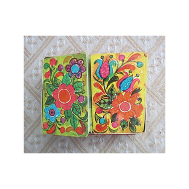 Vintage Bridge Cards Deck 60s Mod Floral Flower Power Playing Card Set Stardust Brand 