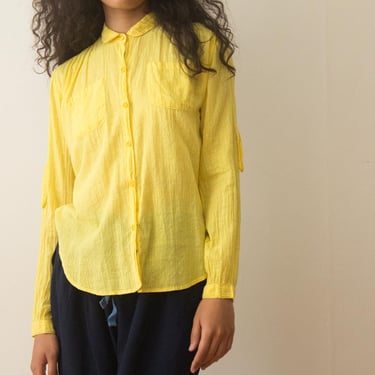 1970s Sunshine Yellow India Cotton Voile Top 