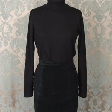 1980s Black Genuine Suede Leather Mini Skirt by Don't Stop 