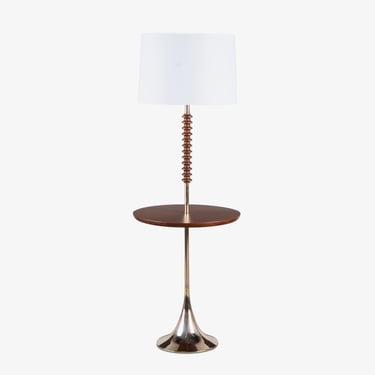 Walnut & Brass Table Floor Lamp