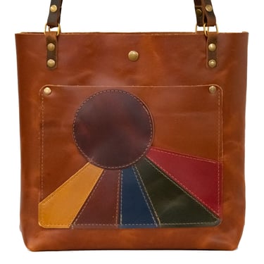 The LIMITED RUN Sunburst Small Classic Tote | Leather tote Bag | Handmade Leather Purse 