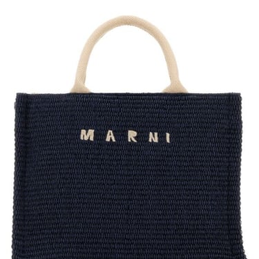 Marni Women Midnight Blue Raffia Small Shopping Bag