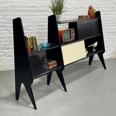 Extra Long Italian Mid Century Modern Wall Unit + Bar Cabinet, c. 1960s, Gio Ponti Style 