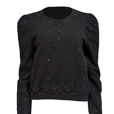 A.L.C. - Black Embellished Puff Sleeve Sweater Sz L