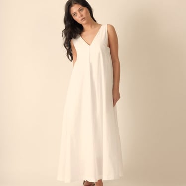 amente V neck pleated dress - White