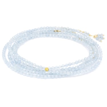 Aquamarine Wrap Bracelet-Necklace - 18k Gold + Aquamarine