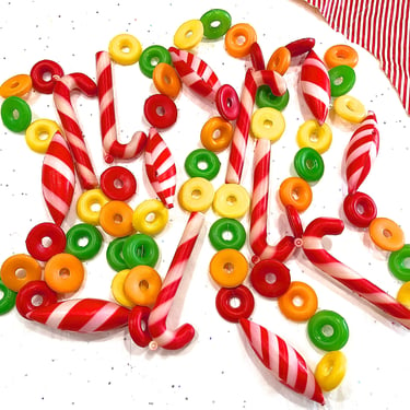 VINTAGE: 98" Colorful Plastic Candy Cane Christmas Tree Garland - Plastic Garland - SKU 00012273 