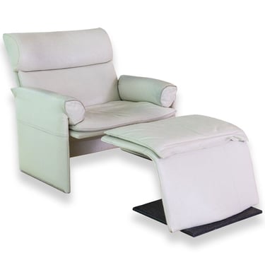 Contemporary Leather Lounge Chair & Ottoman by Gianni Offredi for Saporiti Italy 