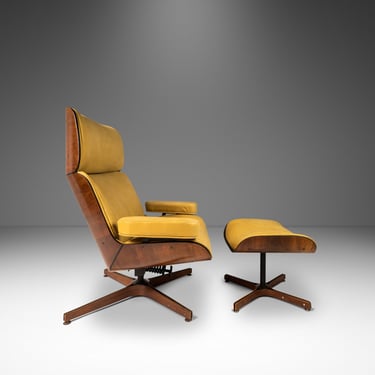 Mid Century Modern Bentwood "Mr. Chair" Lounge Chair & Ottoman Set by George Mulhauser for Plycraft, USA, c. 1960's 