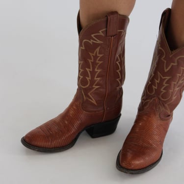 Vintage Snake Embossed & Embroidered Cowboy Boots