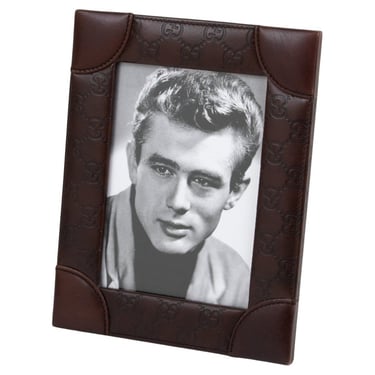 Italian Gucci Hand-Stitched Brown Leather Picture Frame