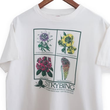 vintage flowers shirt / garden t shirt / 1990s San Francisco Strybing Botanical Gardens cotton t shirt Medium 