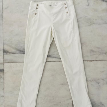 Y2K Vintage Express Jeans White Low Rise Straight Leg Snap Button Logo Women 5/6 