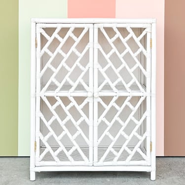 Painted Chippendale Rattan Cabinet