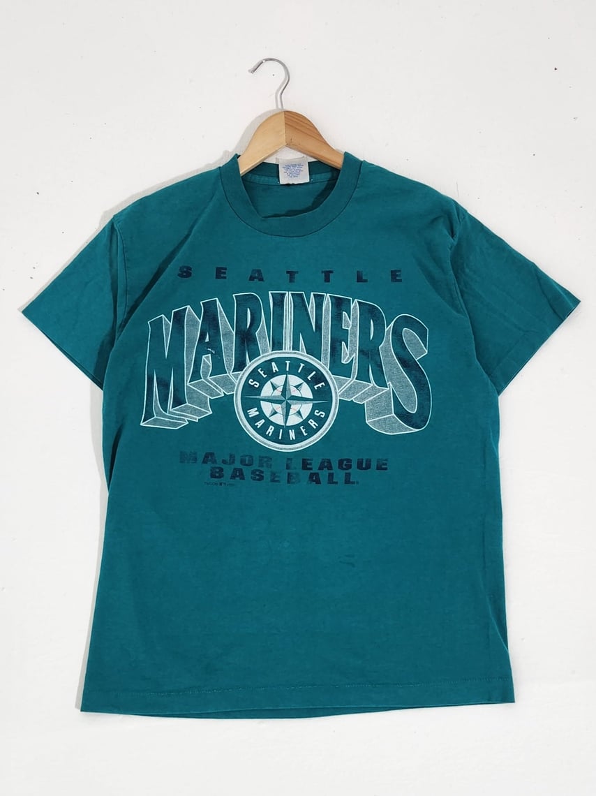 Vintage Seattle Mariners Catch The Fever Hooded Longsleeve T Shirt Sz L