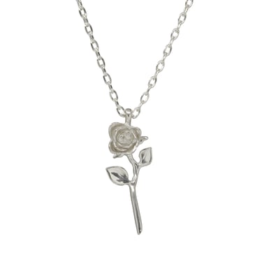 Devotion rose necklace, sterling silver