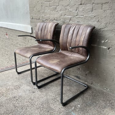 Pair of Modern Leather Armchairs