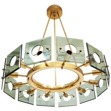 Large Rare Chandelier by Gino Paroldo for Fontana Arte 