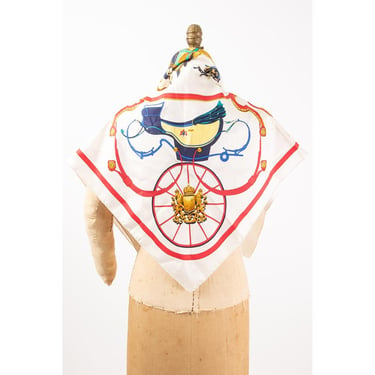 Vintage Hermes silk scarf / 1974 Phillipe LeDoux Springs white colorway 