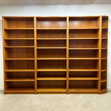 Danish modern teak library bookshelf wall unit bookcase 4pc set mid century 