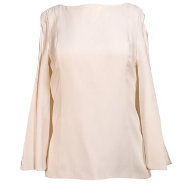 Christian Dior - Ivory Slit Cape Sleeve Silk Blouse Sz 6