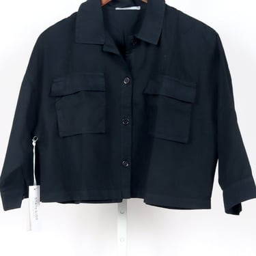 Sandman Poplin Cropped Utility Shirt - New Navy