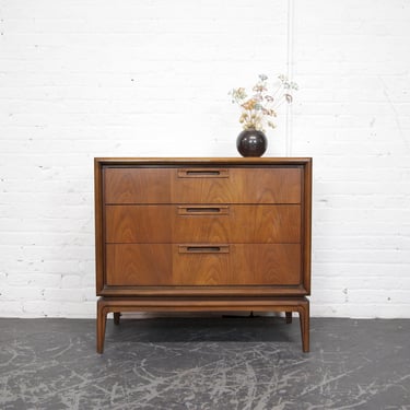 Vintage MCM walnut wood small apt size 3 drawer dresser | Free delivery only in NYC and Hudson Valley areas 