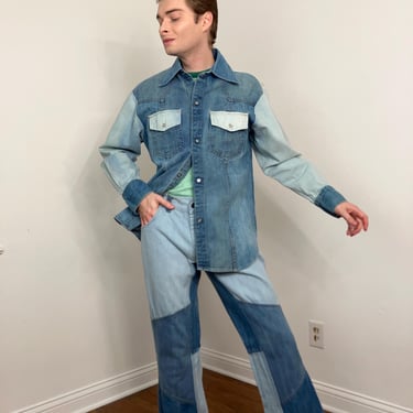 70s Patchwork denim pantsuit set by West-n-Wear 