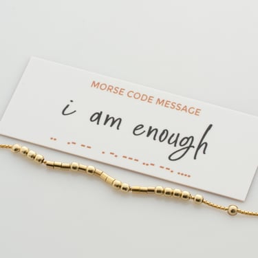 I Am Enough - Hidden Morse Code Message Necklace, Inspirational Gift, Motivation Jewelry, Encouragement, Reminder Necklace, Friend Gift 