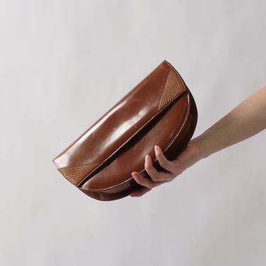Vintage Glossy Italian Leather Clutch