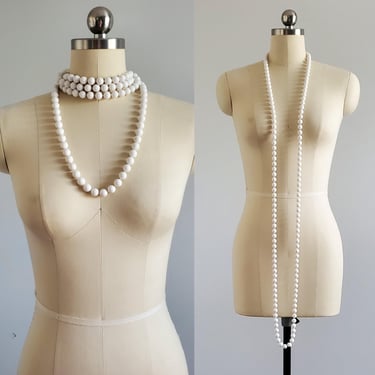 1960s Extra Long 74" Plastic 12mm Beads Necklace - 60s does 20s Jewelry - 60s Accessories 