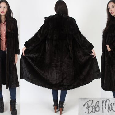 Bob Mackie Full Length Black Diamond Real Espresso Mink Fur Coat 