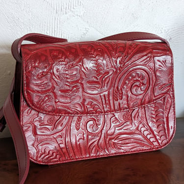 Red Leather Crossbody Bag 