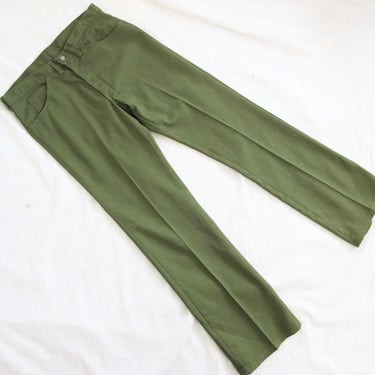 Vintage 60s Roebucks Olive Green Pants 32x32 - 1960s Sears Perma Prest Cotton Twill Straight Leg Western Trousers 