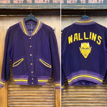 Vintage 1950’s Purple Wool Team Varsity Bomber Devil Jacket, 50’s Bomber, Vintage Jacket, Vintage Clothing 