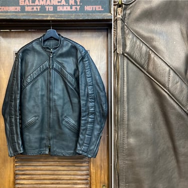Vintage 1960’s “Bates” Label Cafe Racer Leather Jacket, 60’s Motorcycle Jacket, 60’s Jacket, 60’s Leather, Vintage Clothing 