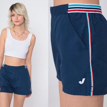 Jantzen Tennis Shorts 80s Navy Blue Shorts Retro Preppy Shorts Striped Vintage 1980s Mid Rise Athletic Sports Shorts Preppy Small s 
