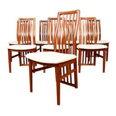 Stunning Set of 8 Danish Modern Teak Dining Side Chairs